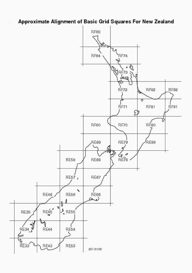 Xəritə Yeni Zelandiya grid