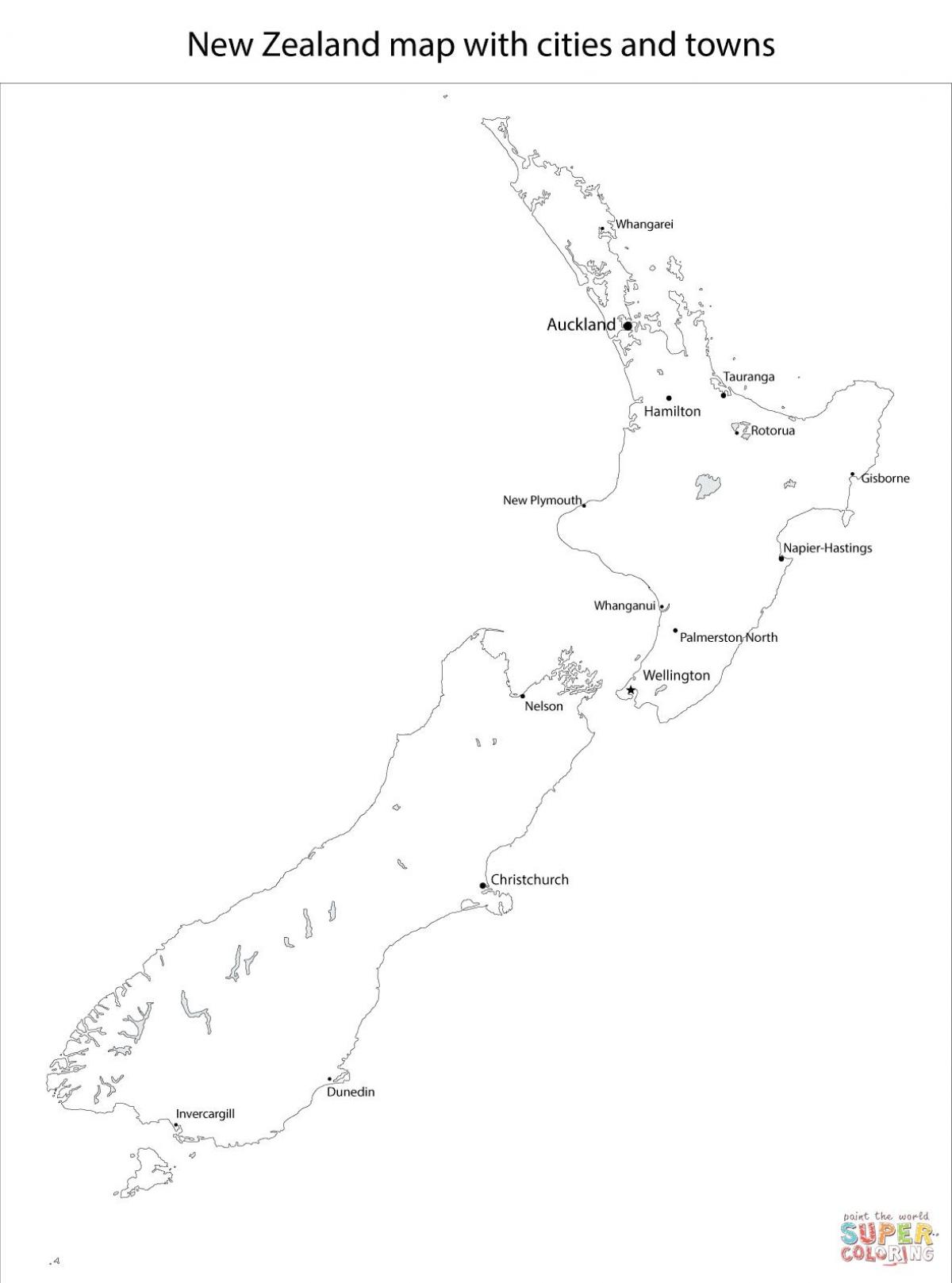 Yeni Zelandiya kartı ilə şəhərləri