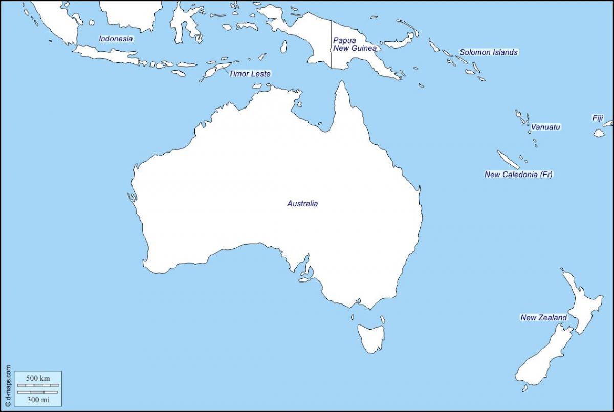 kontur xəritə, Avstraliya və Yeni Zelandiya