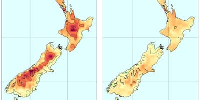 Xəritə Yeni Zelandiya temperatur 